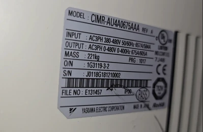 600 HP Yaskawa A1000 AC VFD, Model CIMR-AU4A0675AAA