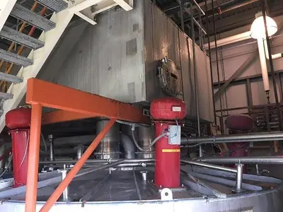 Spray dryer 7,000 lbs. Per hour evap. V-bottom dryer three nozzles #3653507