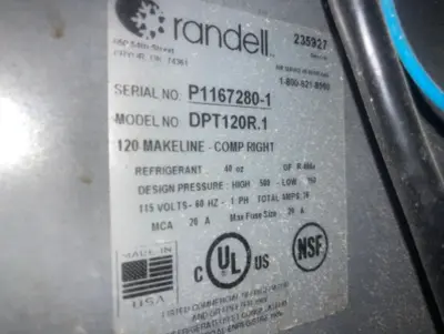 142-1247 Randell 120 Inch Domino’s Pizza Prep Table Cooler