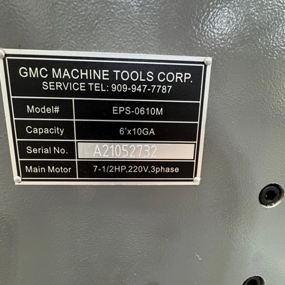 GMC  Machine Tools EPS-0610M Power Squaring Shears (Inch) | SNL Machine Trader LLC (4)