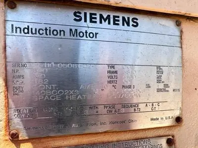 Siemens 800 HP @ 1182 RPM Electric Motor SN: 1-5110-05081-02-1