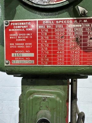 POWERMATIC 1150 DRILL PRESS - PARTS