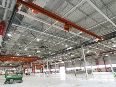 Cleveland Tramrail P&H 2 Ton Single Girder Underhung Bridge Crane 45' 10" Span