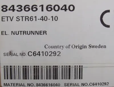 NEW ATLAS COPCO ETV STR61-40-10 NUTRUNNER 8436616040 ETVSTR614010