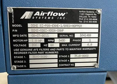 AIRFLOW SYSTEMS DCH2 DUST COLLECTOR