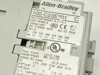 USED ALLEN BRADLEY SER C CONTACTOR 3-POLE 24VDC COIL