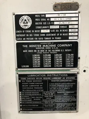 Minster B1-22 Press