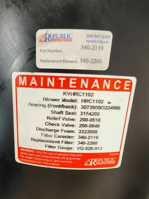 Used REPUBLIC MANUFACTURING KVHRC1102 Filters South Carolina US | ESS Industrial Equipment Sales #1261543