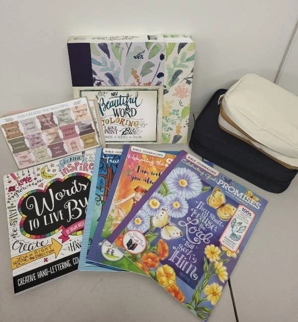 Bible Journaling Set with Markers, Highlighters, Bible Tabs, Coloring Books and Tote Bags