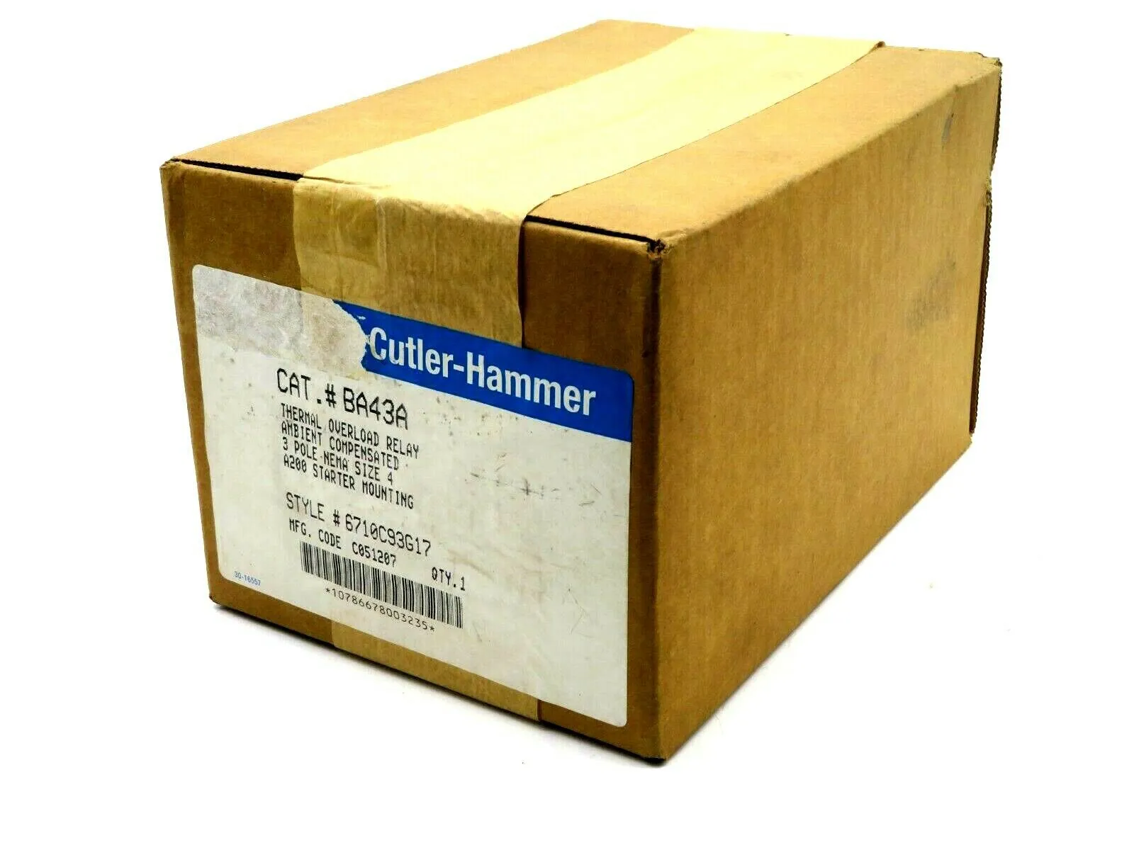 NEW SEALED CUTLER HAMER BA43A THERMAL OVERLOAD RELAY 3 POLE SIZE 4