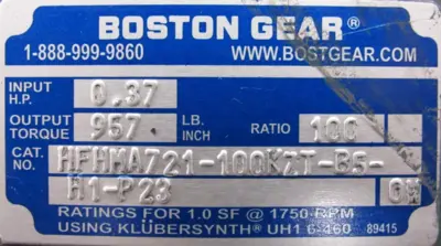 NEW BOSTON GEAR HFHMA721-100KZT-B5-H1-P23 GEAR REDUCER 100:1