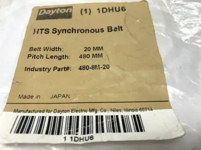 New | in-Stock Dayton Timing Belt Neoprene 60 Teeth 480mm Length 20mm Width 480-8M-20 Belts Michigan US | Maverick Industrial Sales #1395528