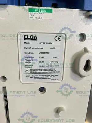 USED ELGA ULTRA AN MK2 WATER PURIFICATION SYSTEM