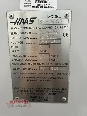 Haas ST-20SS CNC Turning Center, 2015