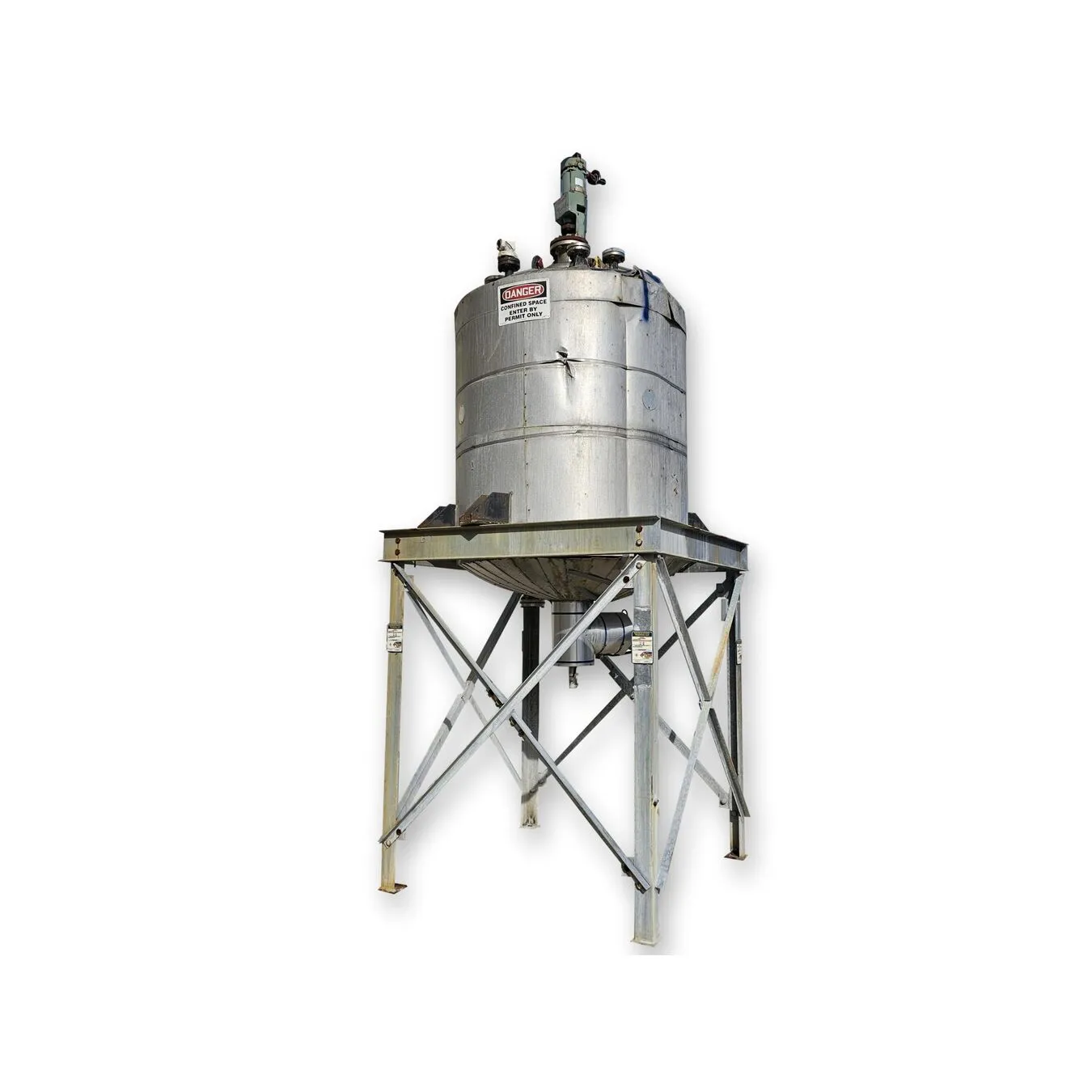 Used 750 Gallon Stainless Steel Liquid Tank and Support Stand