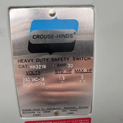 New | in-Stock Crouse-Hinds HH321N Disconnects California US | Davliegogo LLC #1706693