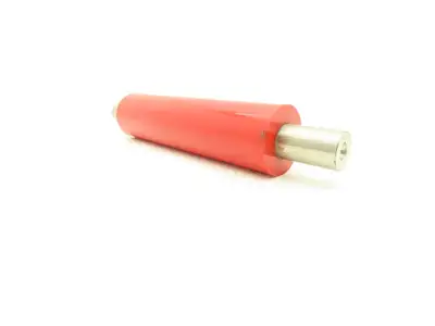 2"x 8" Red Polyurethane Conveyor Roller 1" Stainless Threaded Shaft  Lot of 3