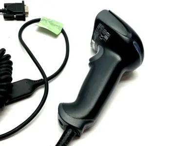USED KEYENCE REV. F HANDHELD CODE READER, STANDARD, W/ HR-1C3RC COMM. CABLE