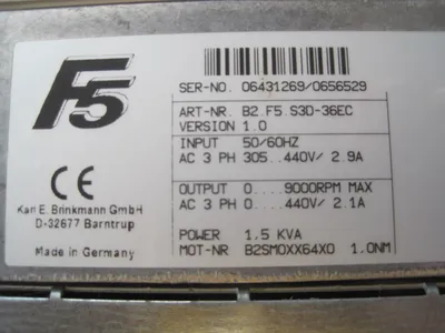 USED KARL E BRINKMANN F5 B2F5S3D36EC DRIVE B3.F5.S3D.36EC