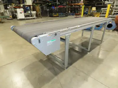 Habasit 38"x 11' 6" Slider Bed Conveyor 33.5"W Grip Belt 220V 3PH 5FPM