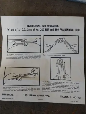 7/8" IMPERIAL TOOL MODEL #260-FHA BLUE DOT CONDUIT BENDER #P0000153: STOCK 14717