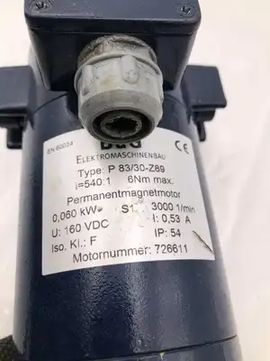 Bug P 83/30-Z89 Permanent Magnet Motor 160VDC 3000RPM 540:1