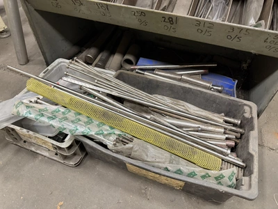 (1) metal rack, 36" wide x 18" deep x 60" tall, with contents of assorted ejector pins.