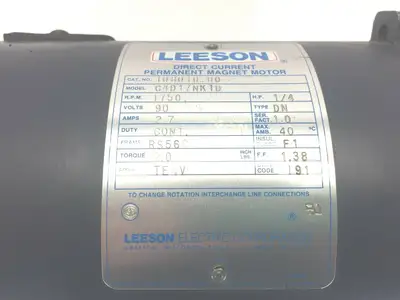 C4D17NK1D 10810.00 | Leeson 10810.00 Electric Motor 1/4HP 1750RPM 90V 2.7A C4D17NK1D - Used