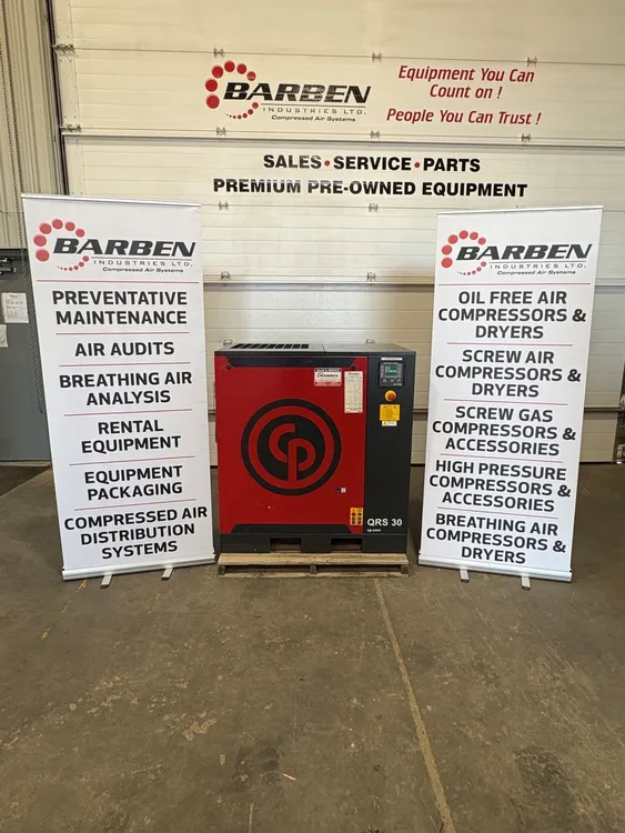 Used CHICAGO PNEUMATIC QRS-30HP-BM Rotary Screw & Sliding Vane Air Compressors Alberta CA | BARBEN IND LTD #1519270
