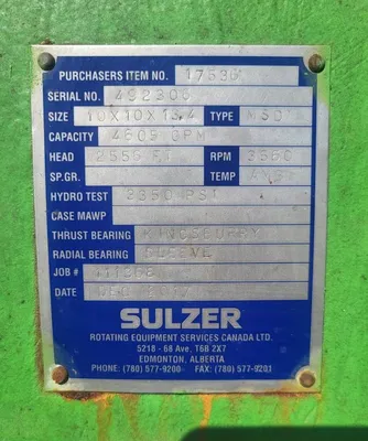 USED SULZER BINGHAM 10X10X13.5D MSD