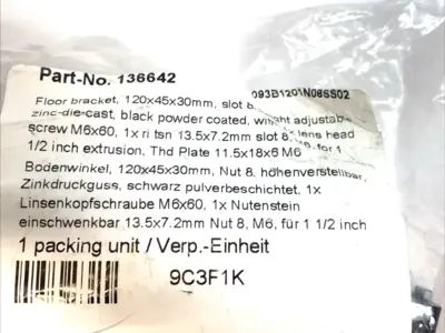 Floor Bracket 136642 | Slot 8 Height Adjustable M6 120x45x30mm LOT OF 5 - New