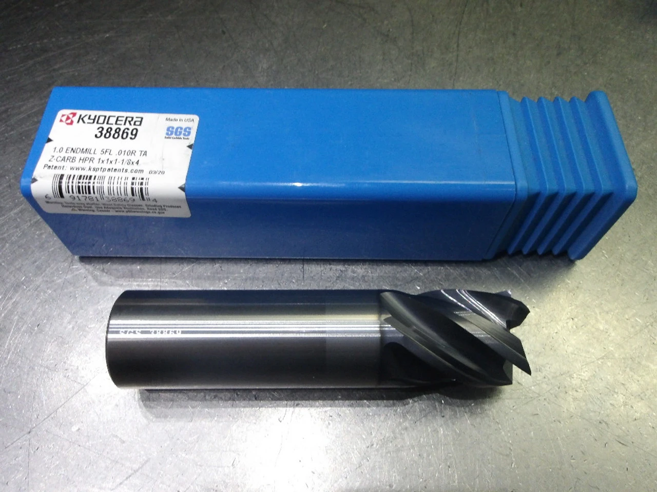 Kyocera/SGS 1" 5 Flute Carbide CR Endmill 1" Shank .010" R 38869 (LOC2180)