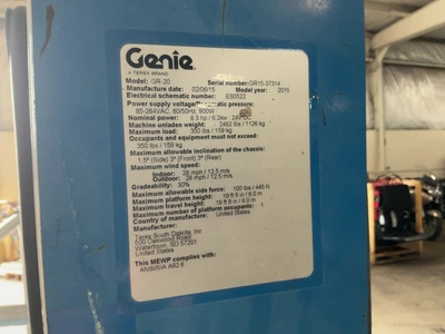 Used 2015 GENIE GR-20 RUNABOUT Vertical Mast Lifts Michigan US | Miedema Asset Management Group #1579228