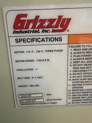 G9985 | Grizzly | Edge Sanders
