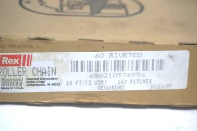 NEW REXNORD REX60R10BX ROLLER CHAIN 10' 60 RIVETED 160 PITCHES