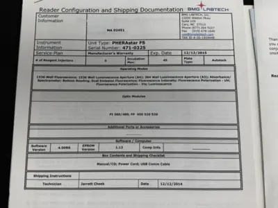 Used BMG LABTECH PHERAstar FS Microplate Readers Missouri US | BioLabTek #1384018