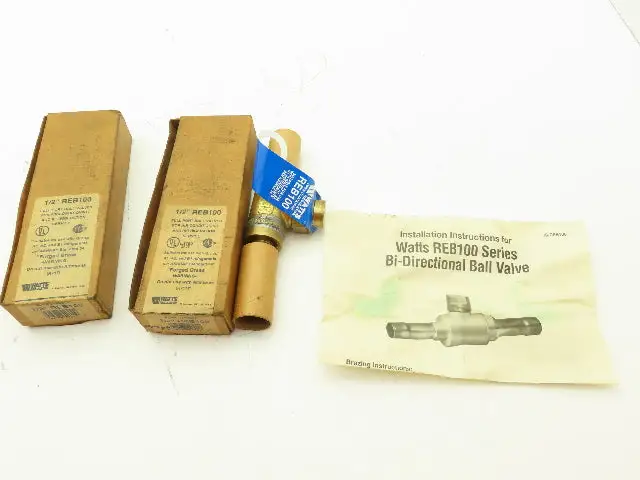 Watts REB100  Brass HVAC Ball Valve 1/2" Copper Line  500 PSI  LOT OF 2