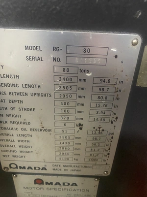 2000 AMADA RG-80 Press Brakes | Gadsden Engineering (3)