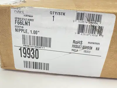 New | in-Stock Hoffman Nipple 1" 19930 Electrical Fittings Michigan US | Maverick Industrial Sales #1392925