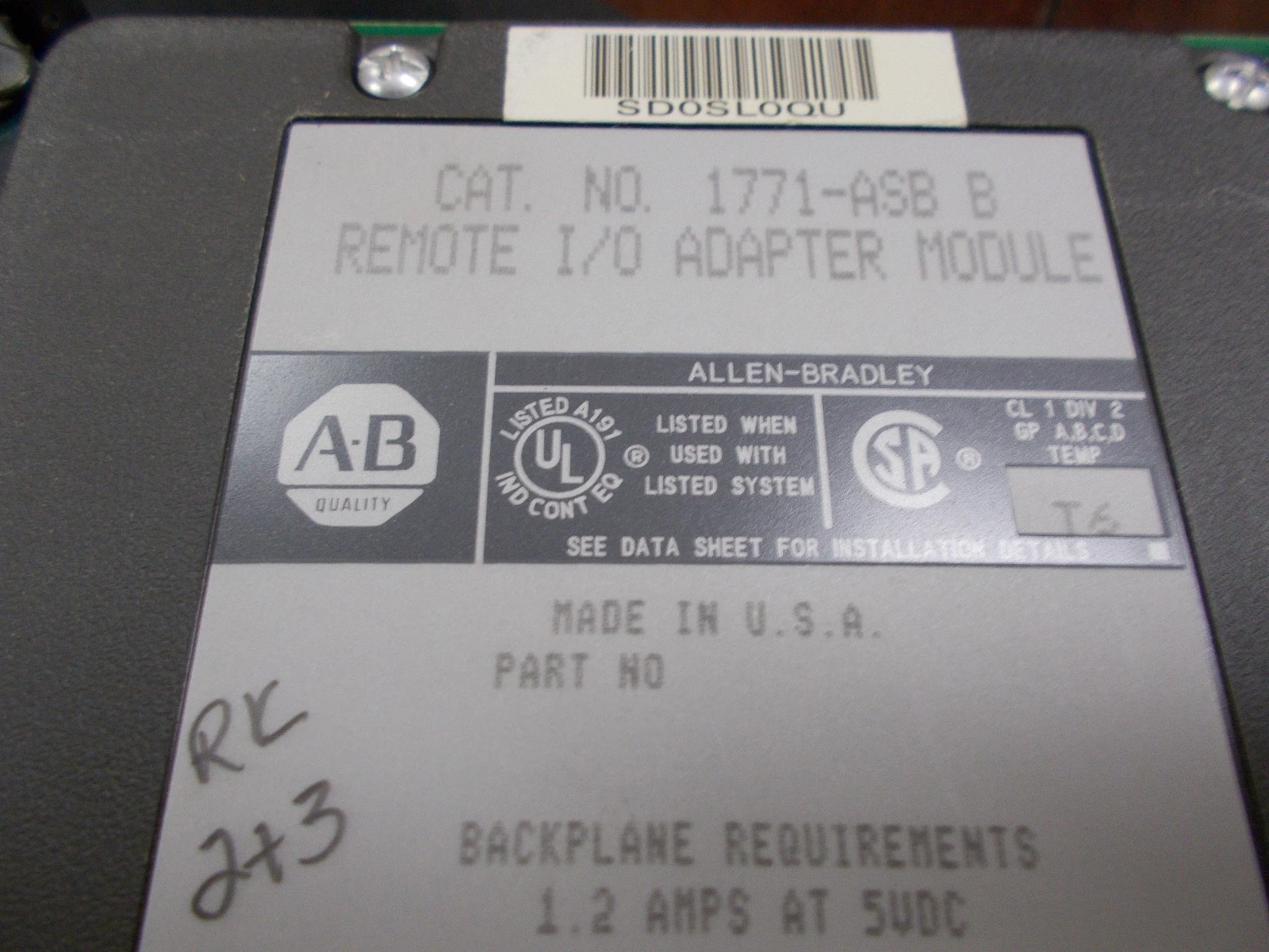 USED Allen-Bradley 1771-AB SER B Firm G