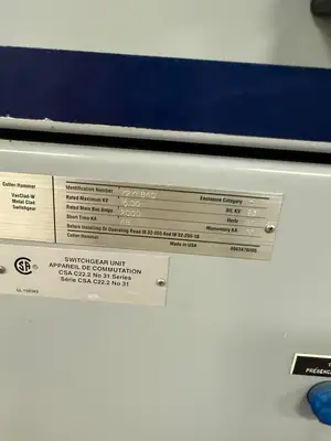 15kV Switchgear Lineup MVS Load Break Controller, 2000 Amp