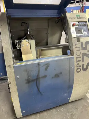 6" HIGH X 14" WIDE DIMTER  OPTICUT MODEL #S75 CROSS-CUT AUTOMATIC WOOD SAW, NEW 2003: STOCK #22923