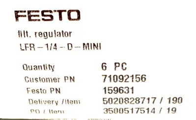 NEW FESTO LFR-1/4-D-MINI PNEUMATIC FILTER 159631 LFR14DMINI