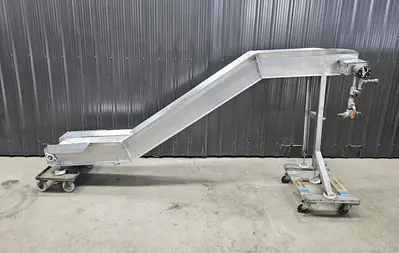 Used Belt Conveyor, 12’’ Wide X 124’’ Long, Cleated Belt