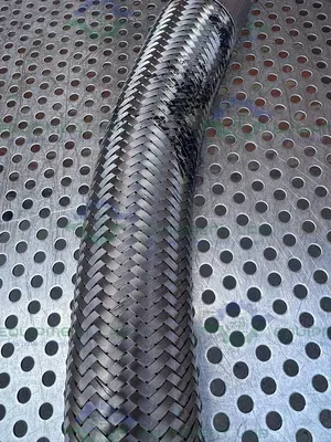 USED HARRINGTON STAINLESS STEEL BRAIDED HOSE 15" W/ 1 1/2" SANITARY FITTING