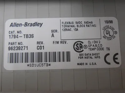 Allen Bradley 1794-TB3S/A Flex I/O Terminal Base Rev. C01 Used