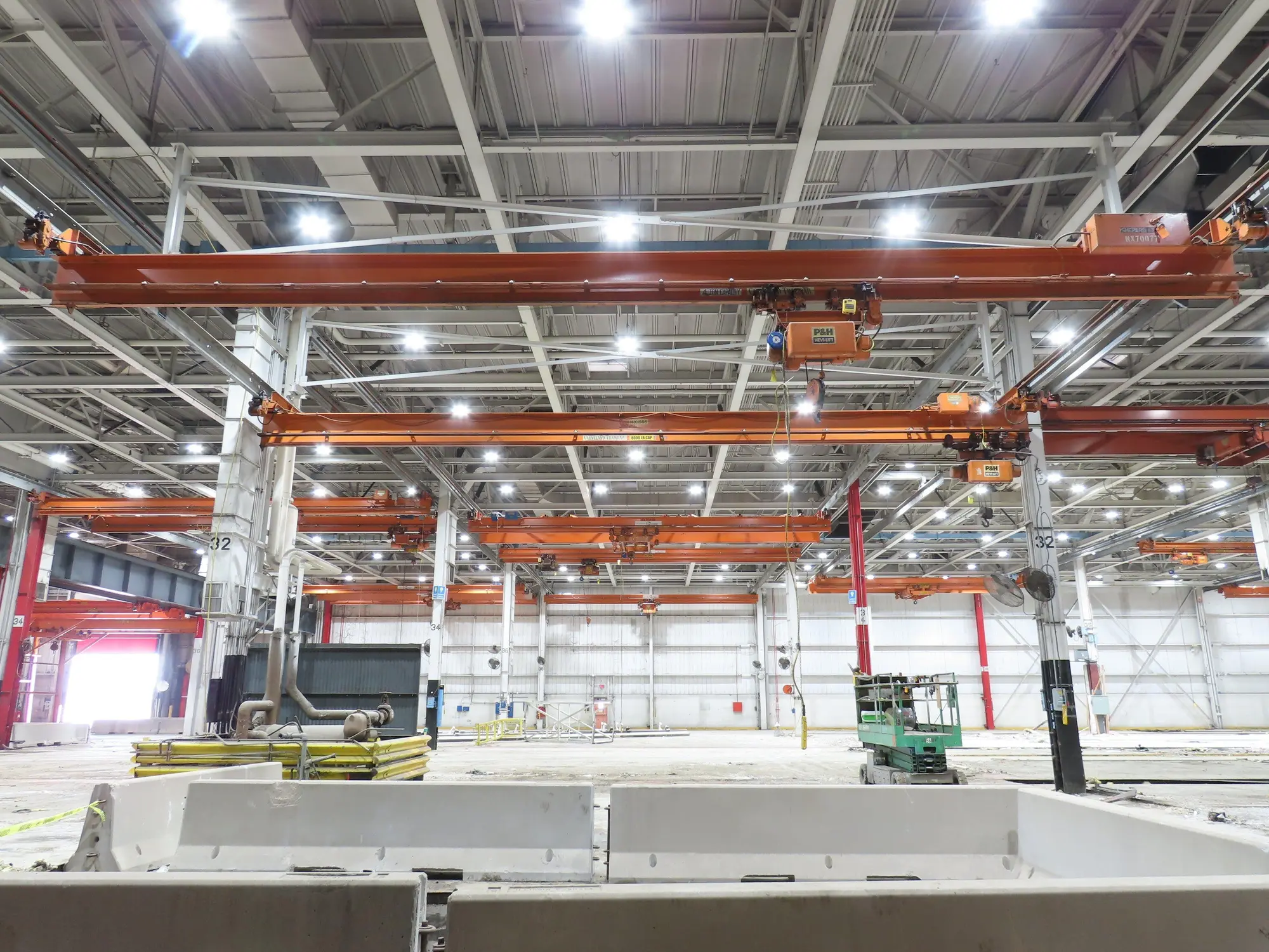 Cleveland Tramrail P&H 4 Ton Single Girder Underhung Bridge Crane 45' 10" Span