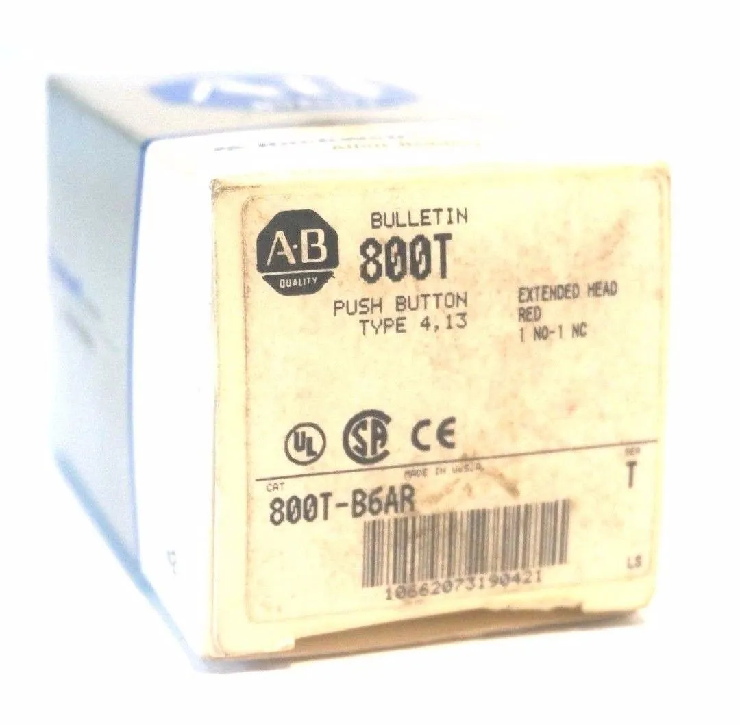 NEW ALLEN BRADLEY 800T-B6AR PUSHBUTTON SER.T 800TB6AR