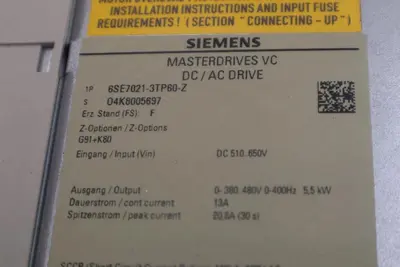 NEW SIEMENS 6SE7021-3TP60-Z AC DRIVE SIMOVERT MASTERDRIVE VECTOR CONTROL #5137