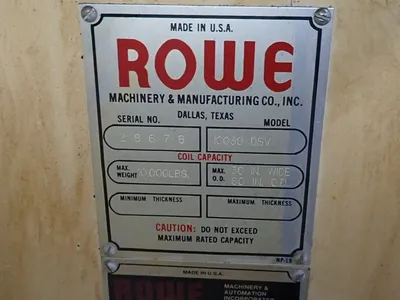USED ROWE MACHINERY & MANUFACTURING CO INC 10020 DSV